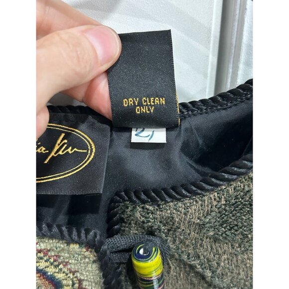 Julia Kim Womens Patchwork Quilted Jacket Bead Accents Button Closure Sz PP - Picture 7 of 9